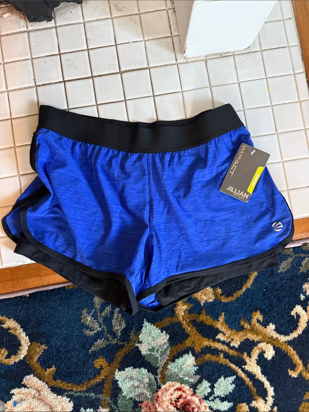 Jillian Michaels  Blue Performance Women's Running  Shorts with Black Trim - NWT